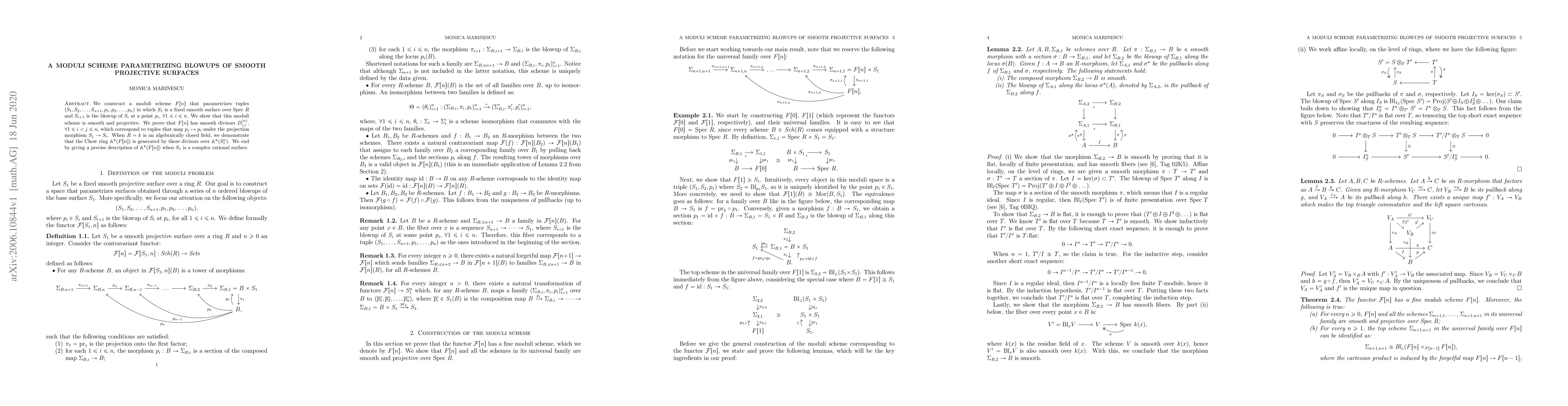 Thumbnail for A moduli scheme parametrizing blowups of smooth projective surfaces