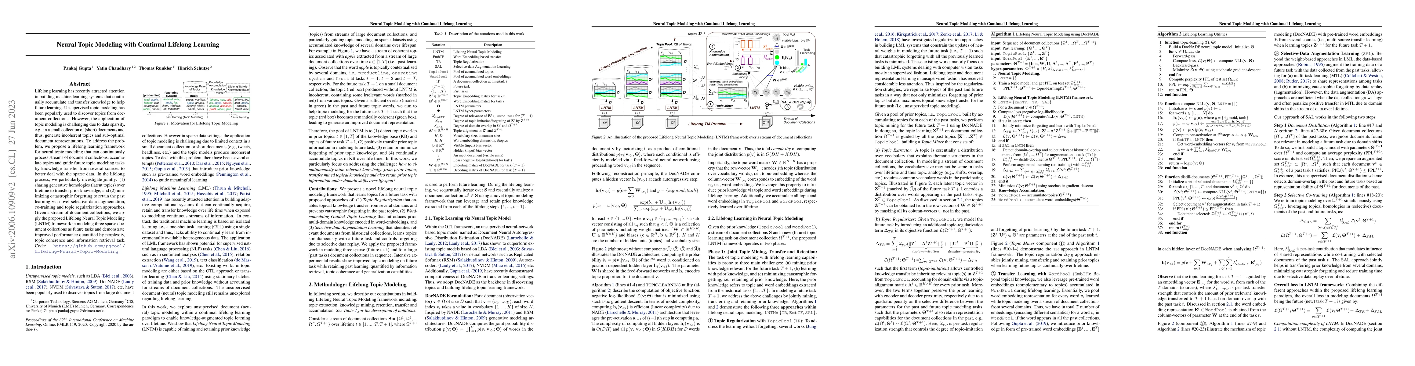Thumbnail for Neural Topic Modeling with Continual Lifelong Learning