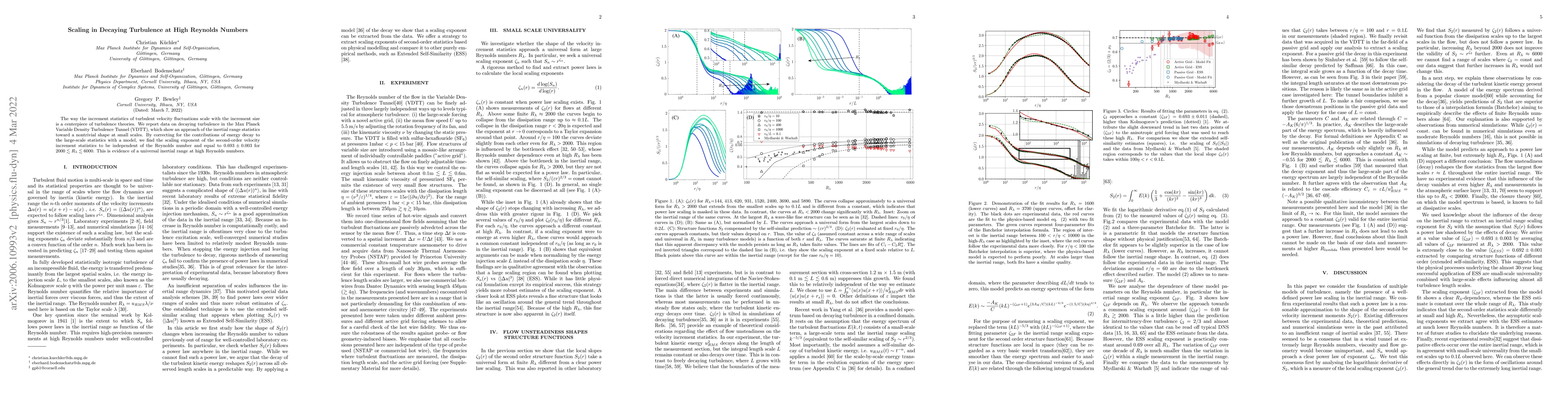 Thumbnail for Scaling in Decaying Turbulence at High Reynolds Numbers