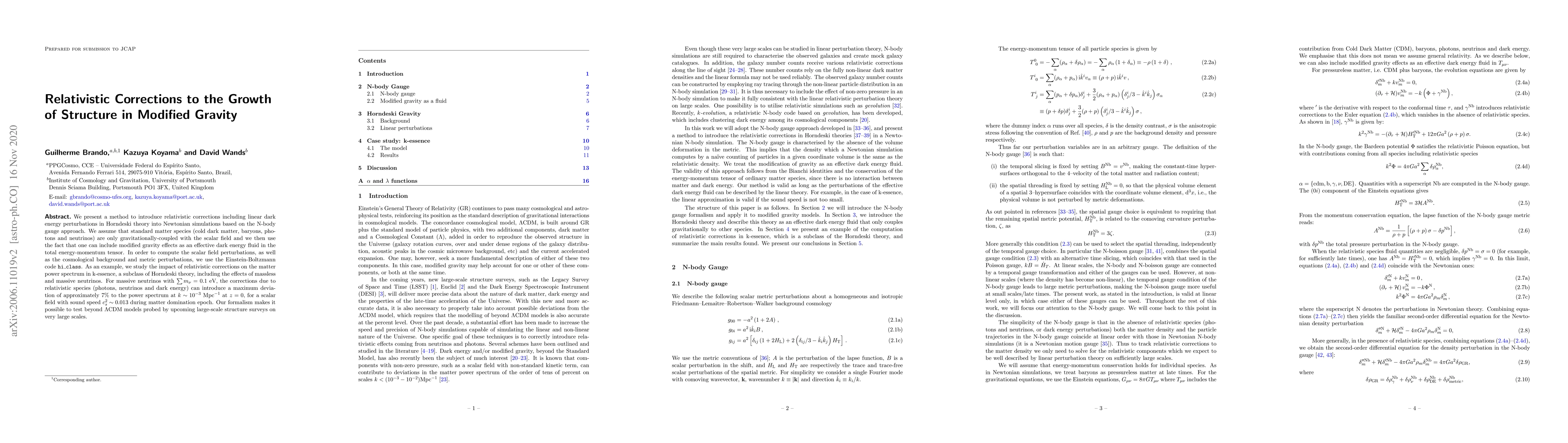 Thumbnail for Relativistic Corrections to the Growth of Structure in Modified Gravity