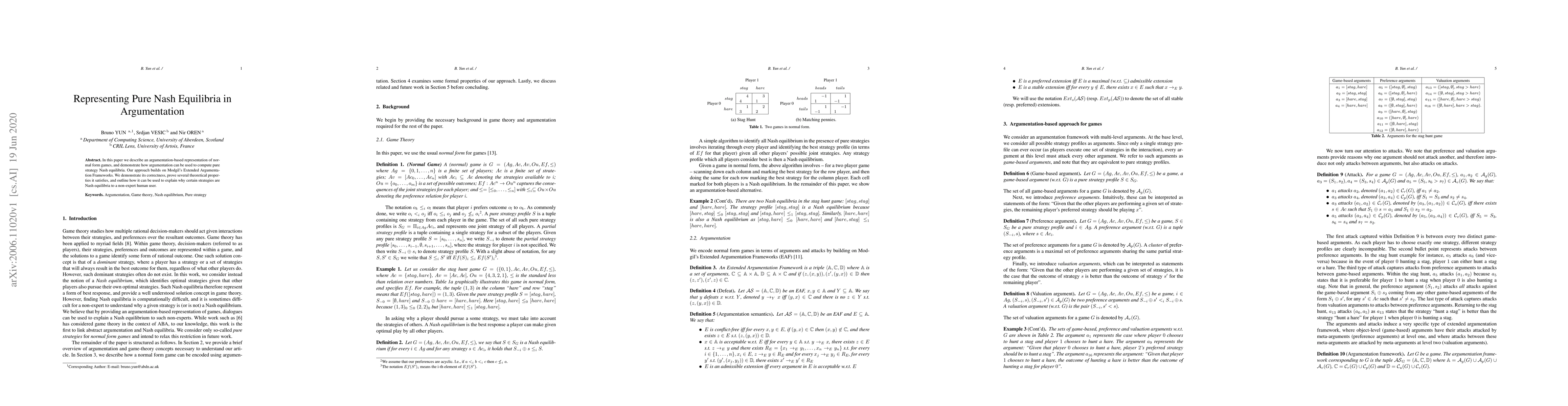 Thumbnail for Representing Pure Nash Equilibria in Argumentation