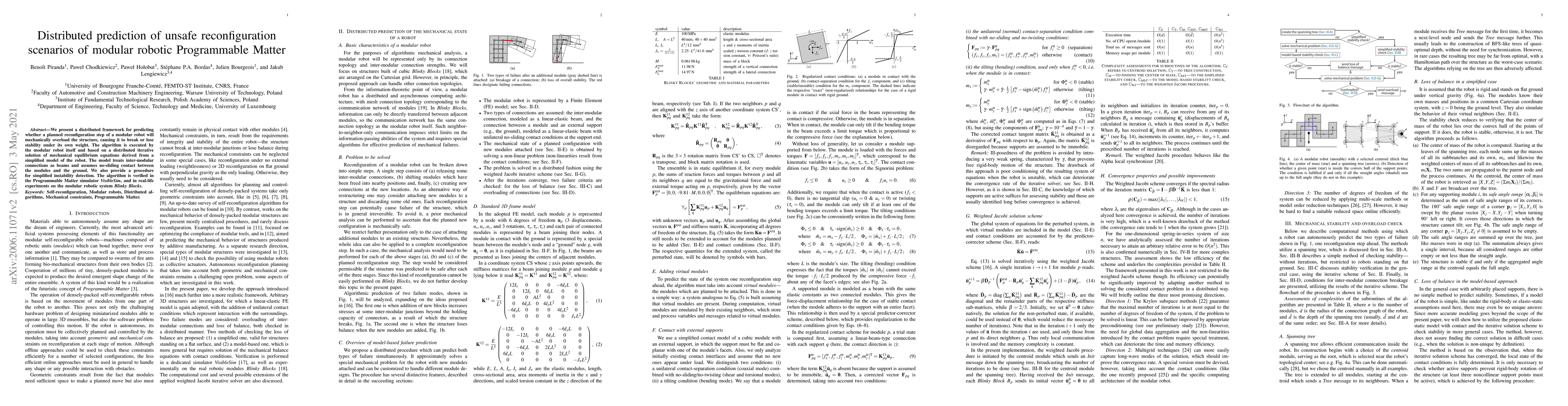 Thumbnail for Distributed prediction of unsafe reconfiguration scenarios of modular
  robotic Programmable Matter