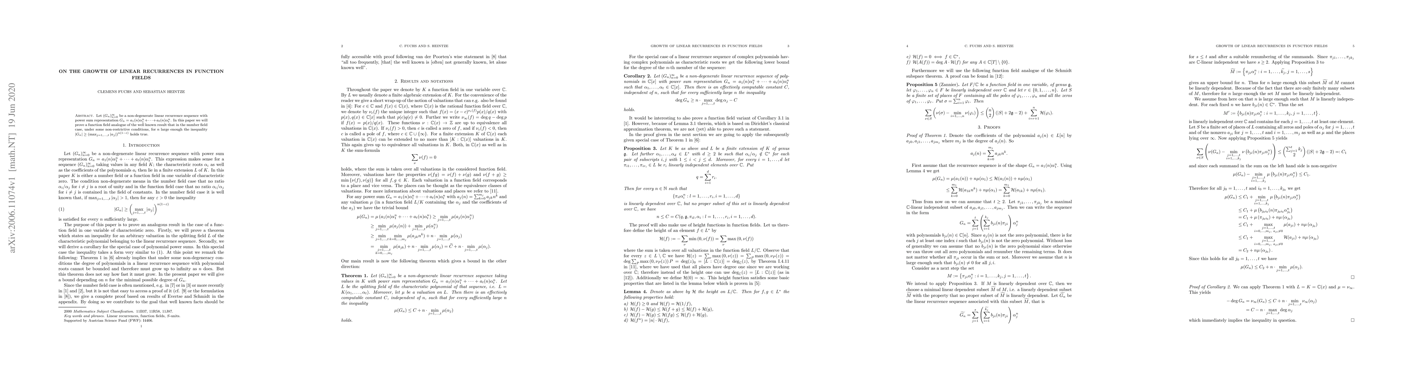 Thumbnail for On the growth of linear recurrences in function fields
