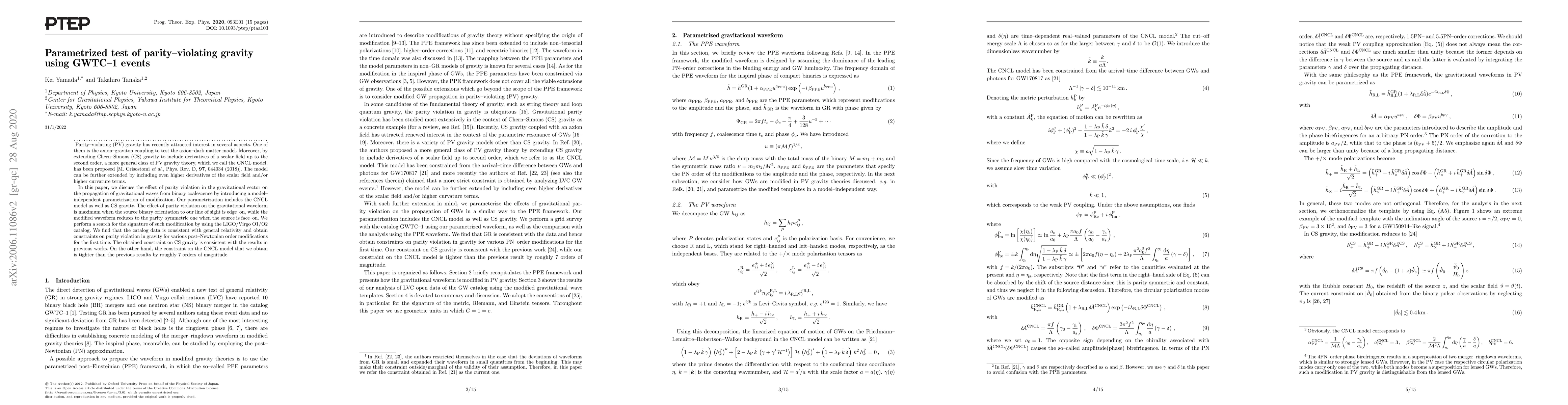 Thumbnail for Parametrized test of parity-violating gravity using GWTC-1 events