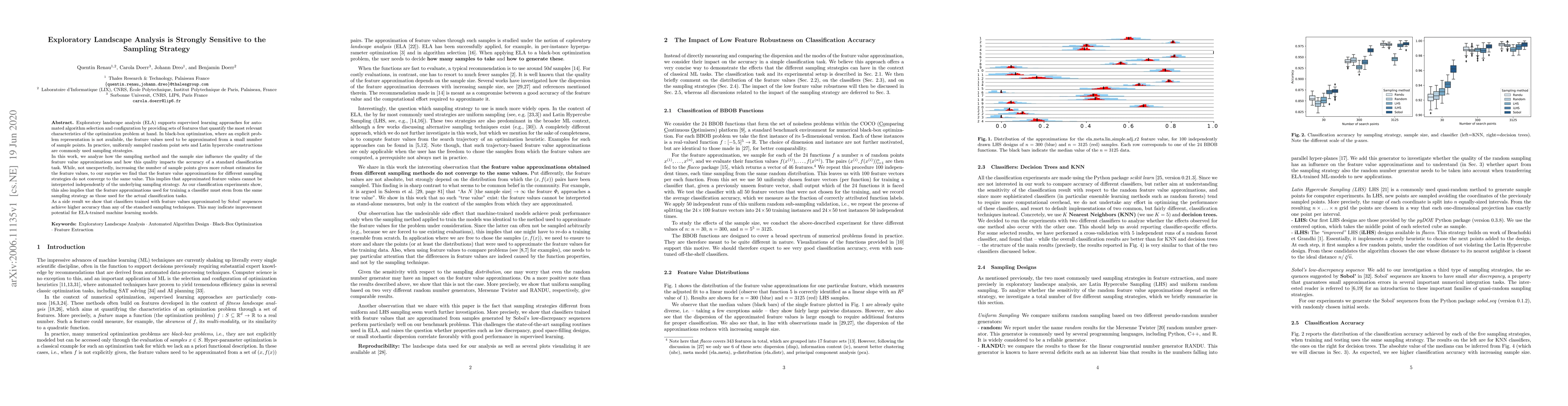 Thumbnail for Exploratory Landscape Analysis is Strongly Sensitive to the Sampling
  Strategy