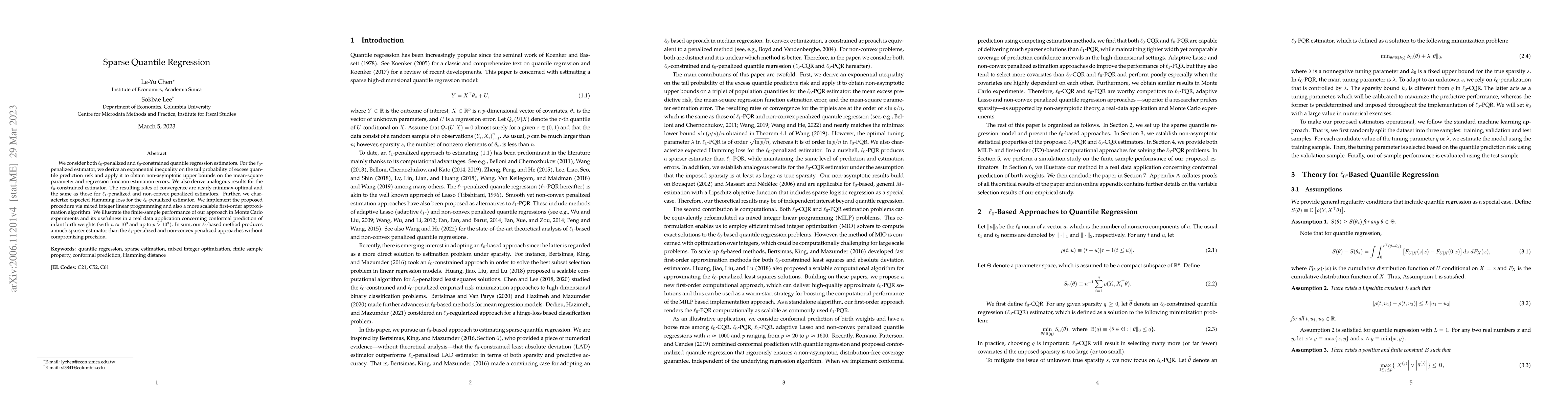 Thumbnail for Sparse Quantile Regression