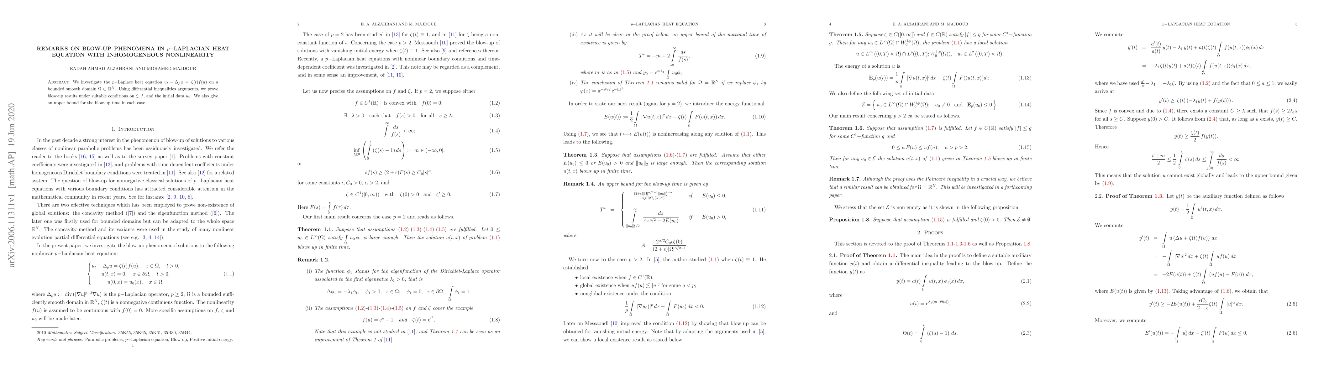 Thumbnail for Remarks on blow-up phenomena in p-Laplacian heat equation with
  inhomogeneous nonlinearity