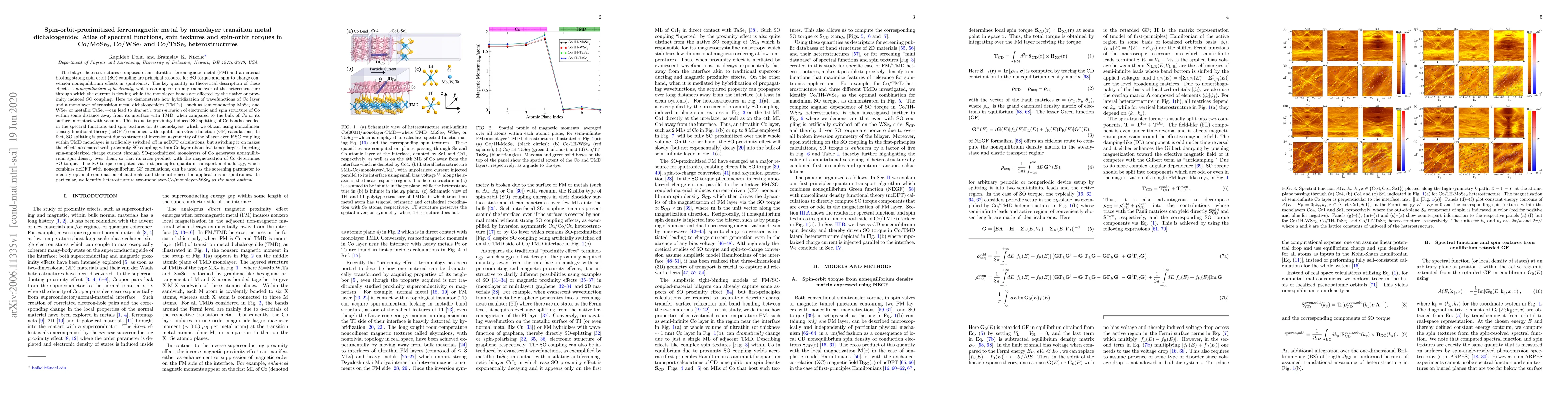 Thumbnail for Spin-orbit-proximitized ferromagnetic metal by monolayer transition
  metal dichalcogenide: Atlas of spectral functions, spin textures and
  spin-orbit torques in Co/MoSe$_2$, Co/WSe$_2$ and Co/TaSe$_2$
  heterostructures