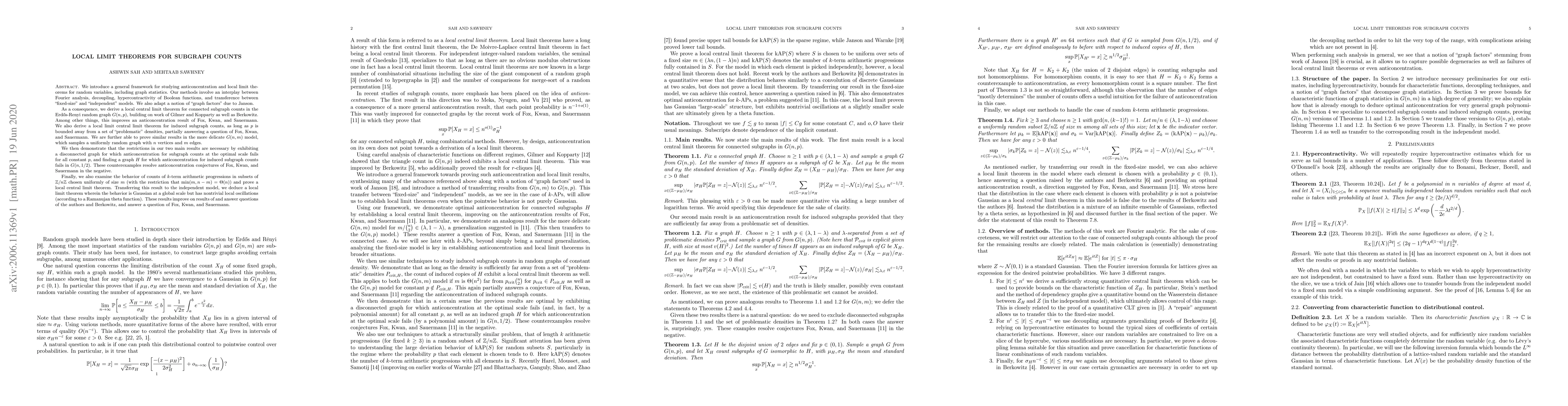 Thumbnail for Local limit theorems for subgraph counts
