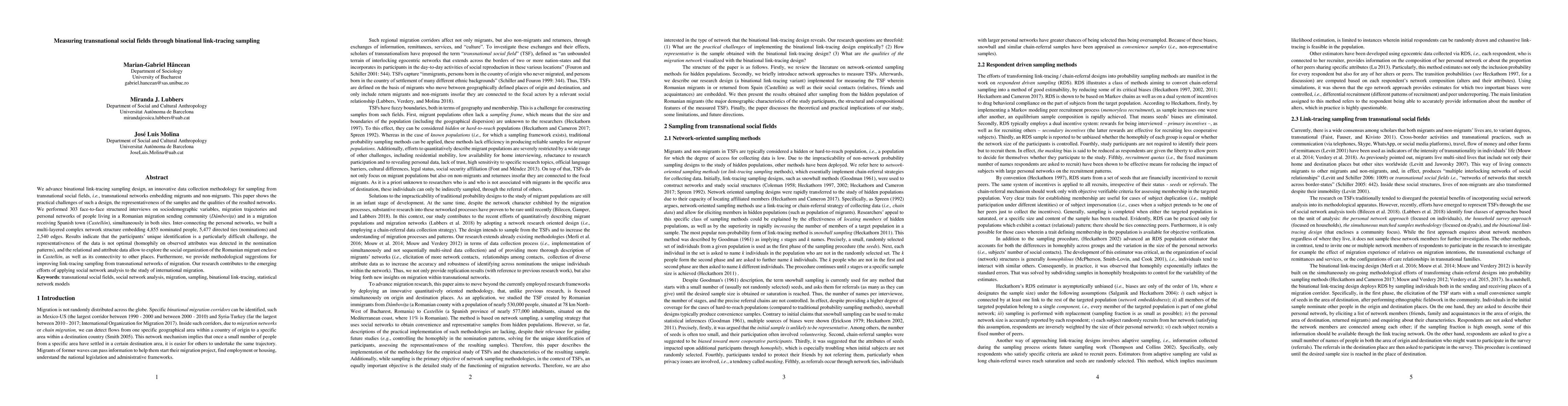 Thumbnail for Measuring transnational social fields through binational link-tracing
  sampling