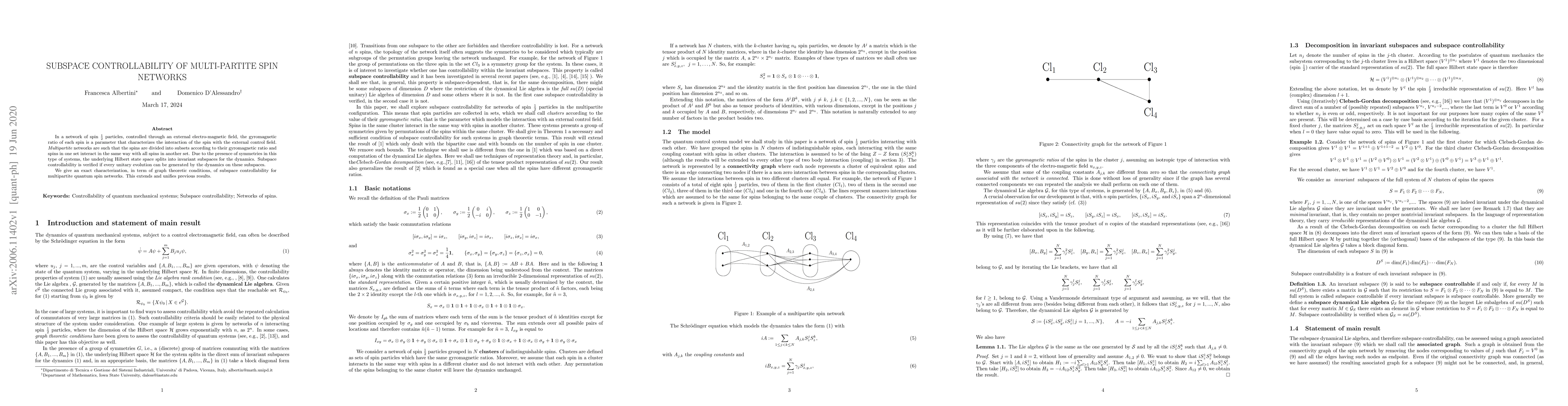 Thumbnail for Subspace controllability of multi-partite spin networks