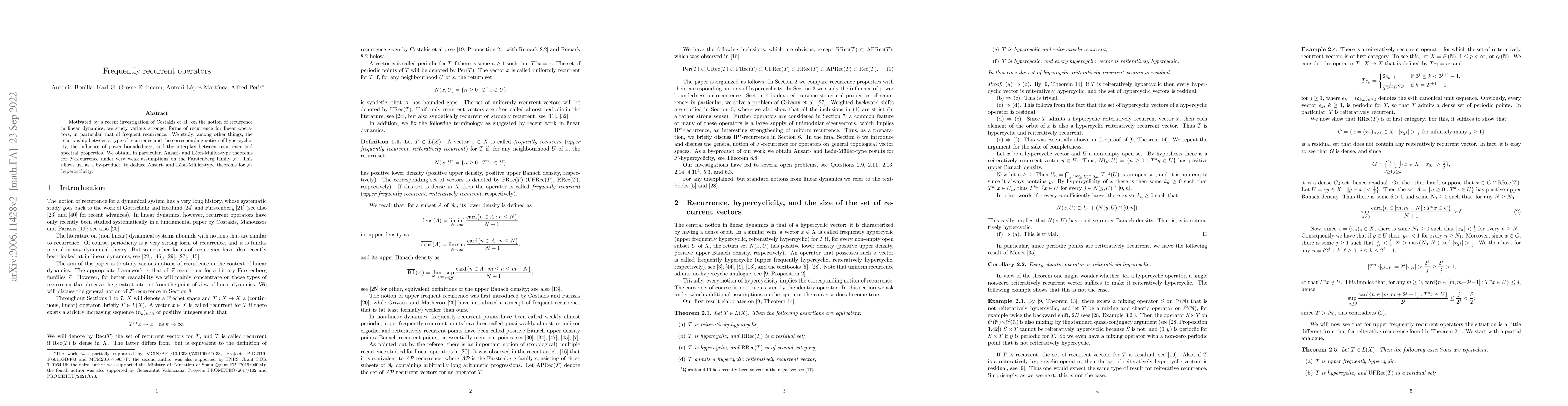 Thumbnail for Frequently recurrent operators