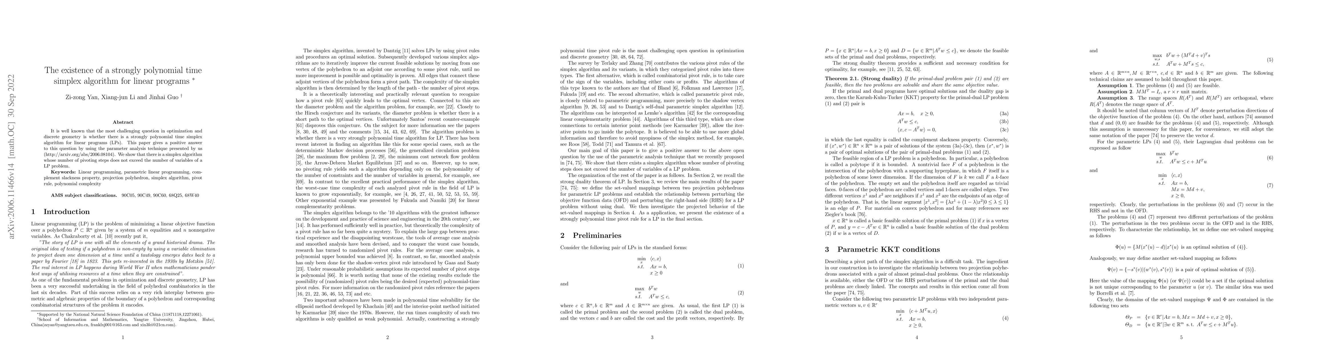 Thumbnail for The existence of a strongly polynomial time simplex algorithm for linear
  programs