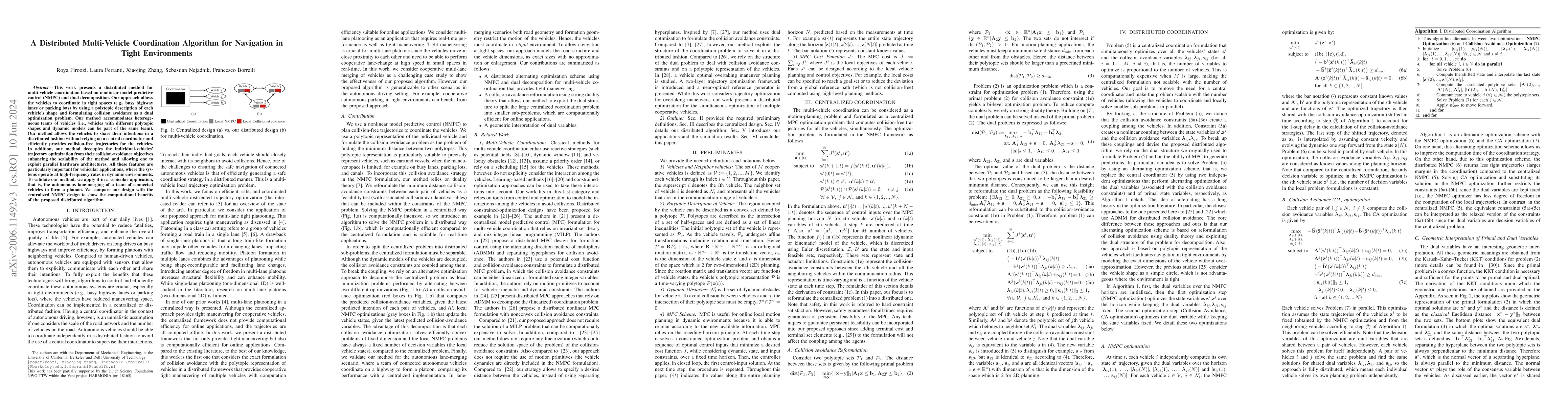Thumbnail for A Distributed Multi-Vehicle Coordination Algorithm for Navigation in
  Tight Environments