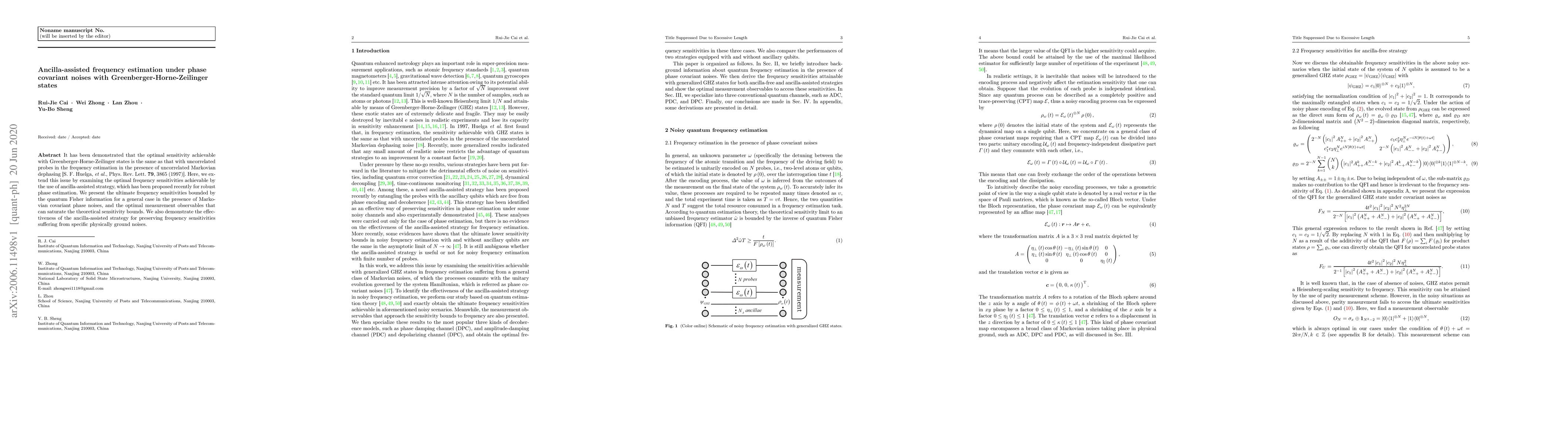 Thumbnail for Ancilla-assisted frequency estimation under phase covariant noises with
  Greenberger-Horne-Zeilinger states