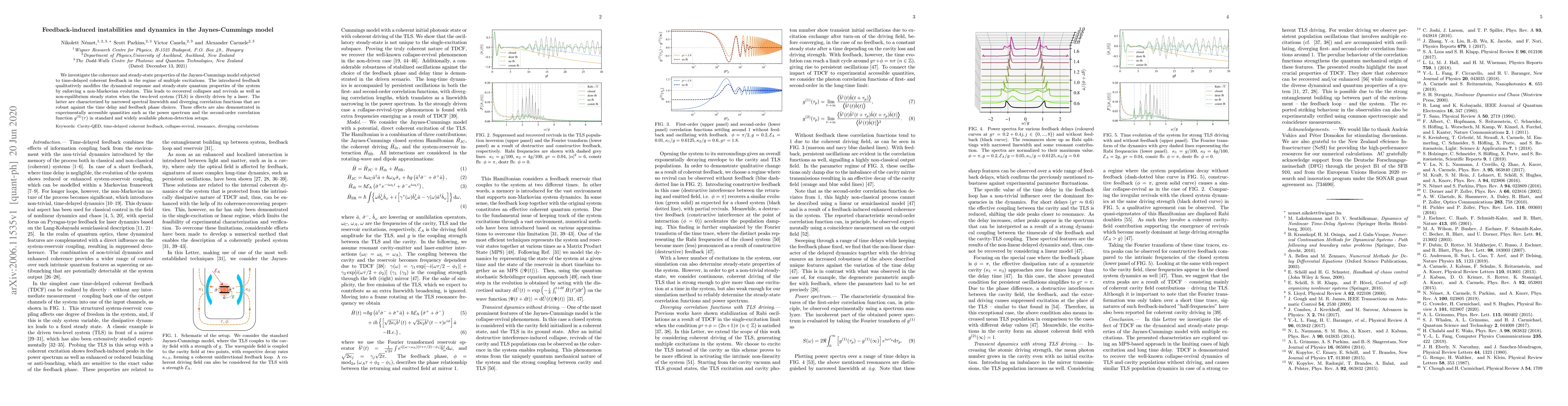 Thumbnail for Feedback-induced instabilities and dynamics in the Jaynes-Cummings model