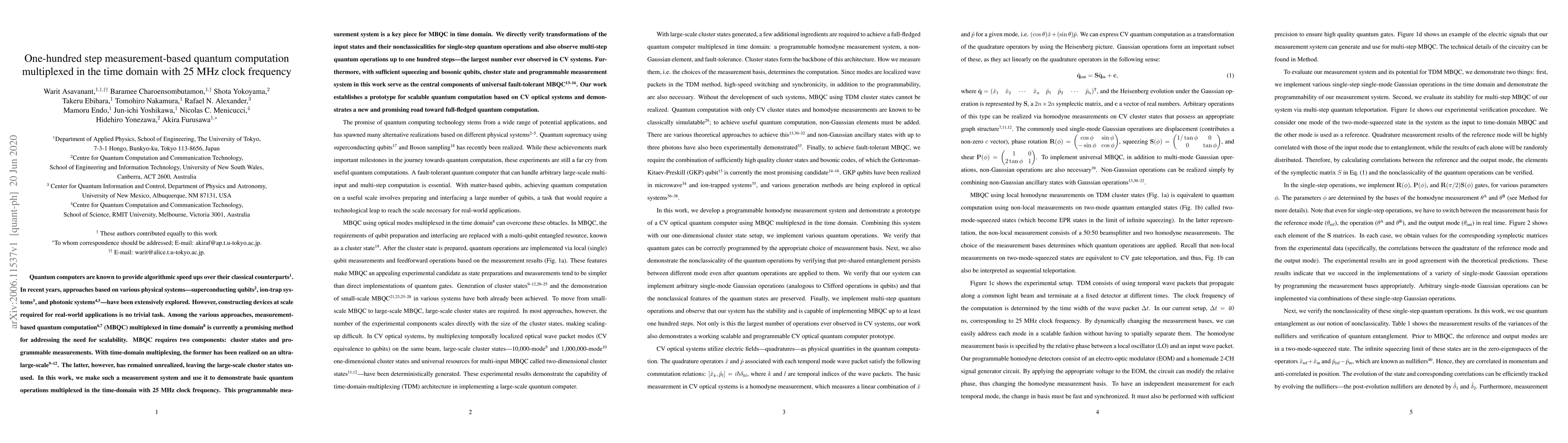 Thumbnail for One-hundred step measurement-based quantum computation multiplexed in
  the time domain with 25 MHz clock frequency