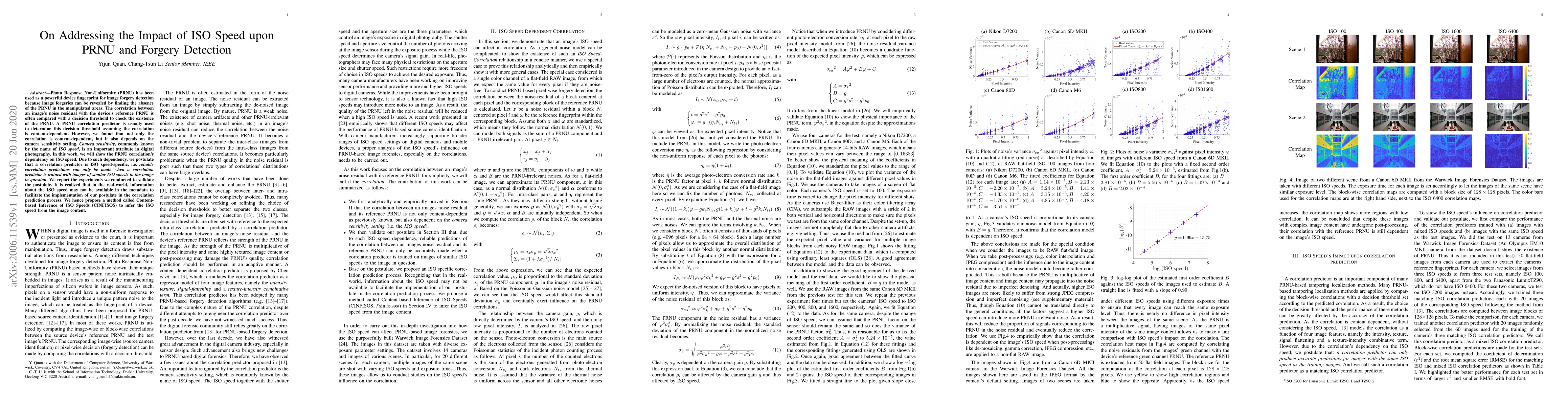 Thumbnail for On Addressing the Impact of ISO Speed upon PRNU and Forgery Detection