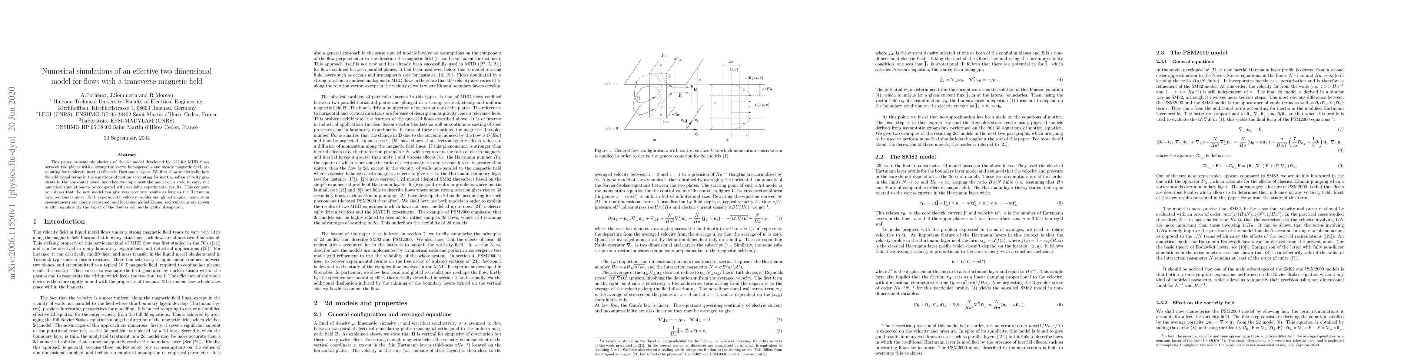 Thumbnail for Numerical simulations of an effective two-dimensional model for flows
  with a transverse magnetic field
