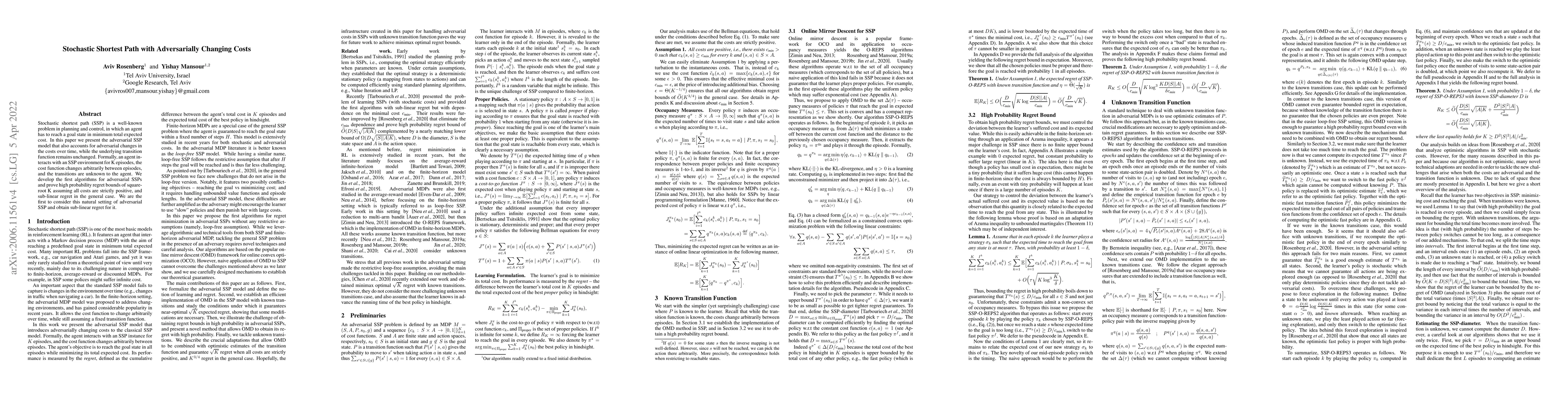 Thumbnail for Stochastic Shortest Path with Adversarially Changing Costs