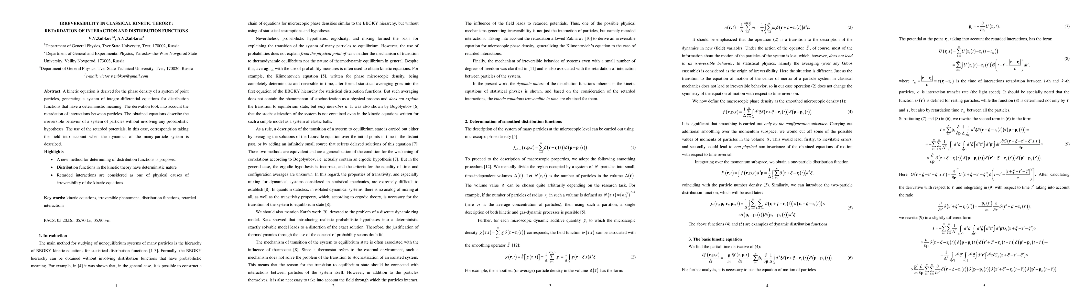 Thumbnail for Irreversibility in classical kinetic theory: retardation of interaction
  and distribution functions