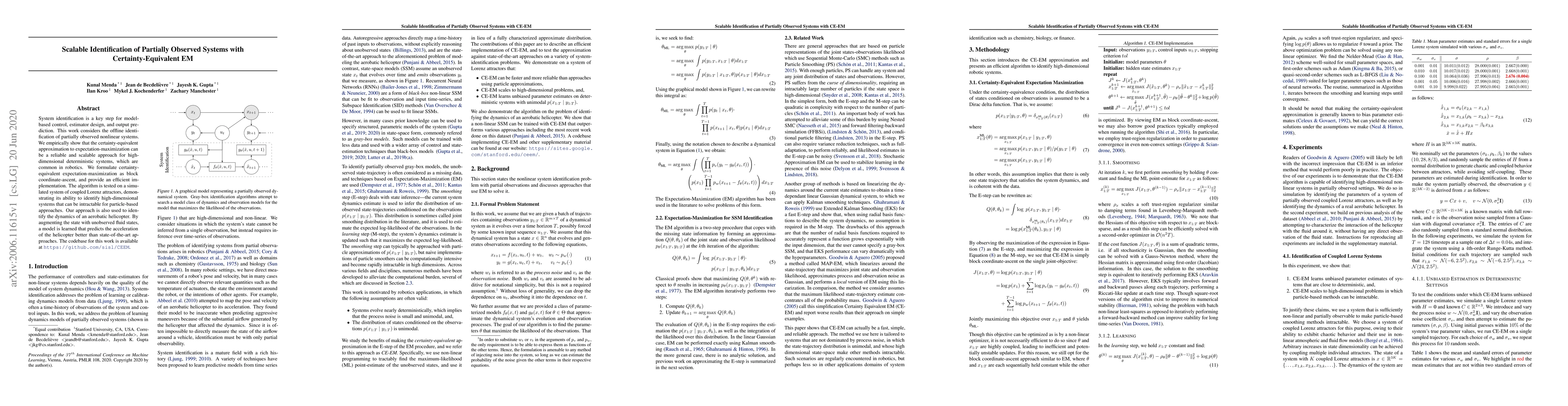 Thumbnail for Scalable Identification of Partially Observed Systems with
  Certainty-Equivalent EM