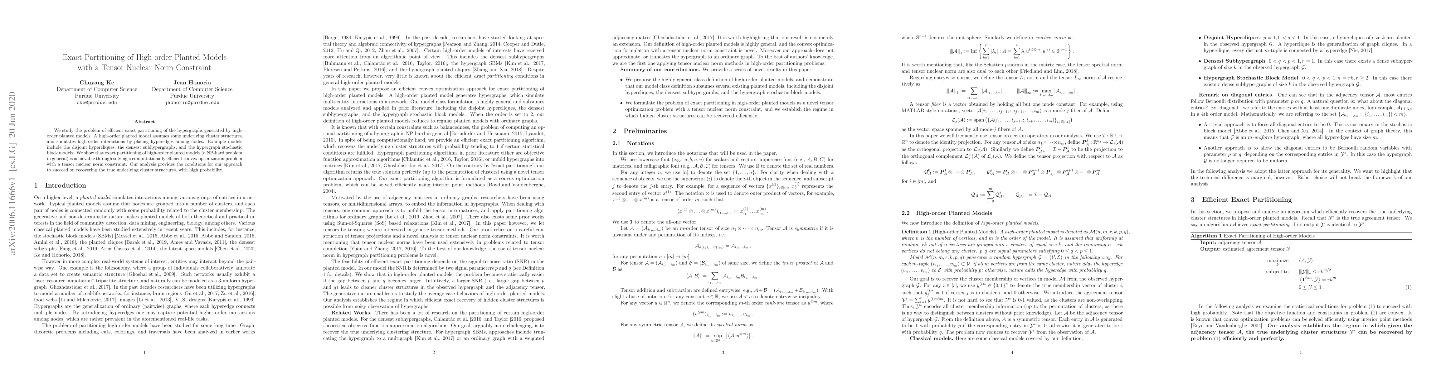 Thumbnail for Exact Partitioning of High-order Planted Models with a Tensor Nuclear
  Norm Constraint