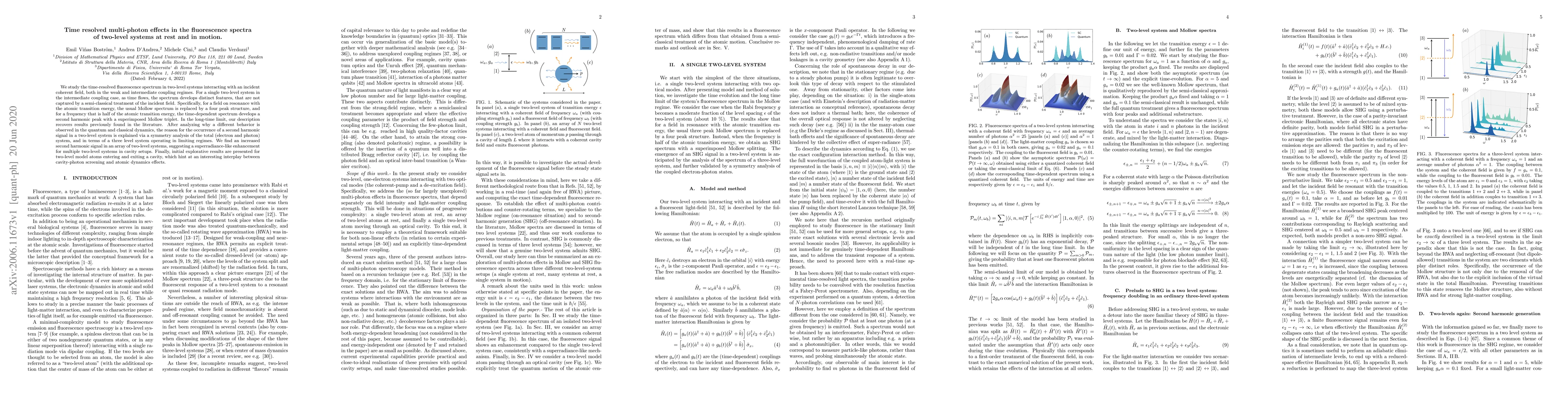 Thumbnail for Time resolved multi-photon effects in the fluorescence spectra of
  two-level systems at rest and in motion