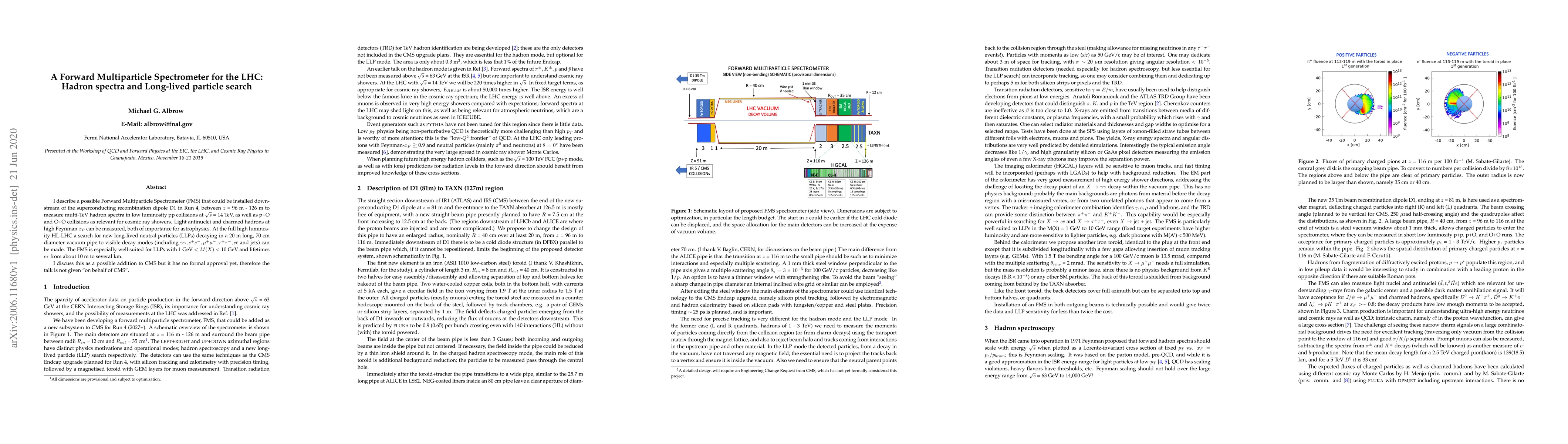Thumbnail for A Forward Multiparticle Spectrometer for the LHC: Hadron spectra and
  Long-lived particle search