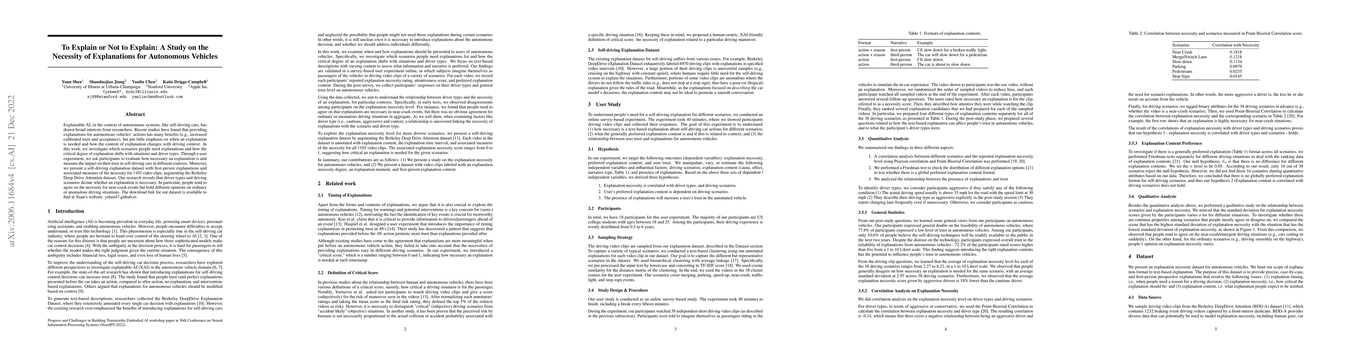 Thumbnail for To Explain or Not to Explain: A Study on the Necessity of Explanations
  for Autonomous Vehicles