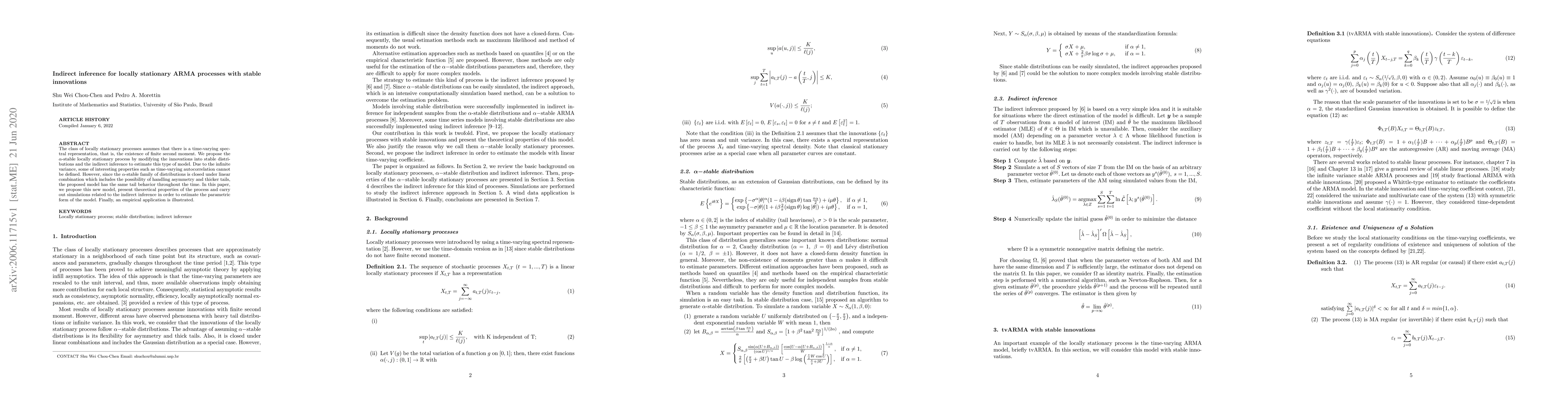 Thumbnail for Indirect inference for locally stationary ARMA processes with stable
  innovations