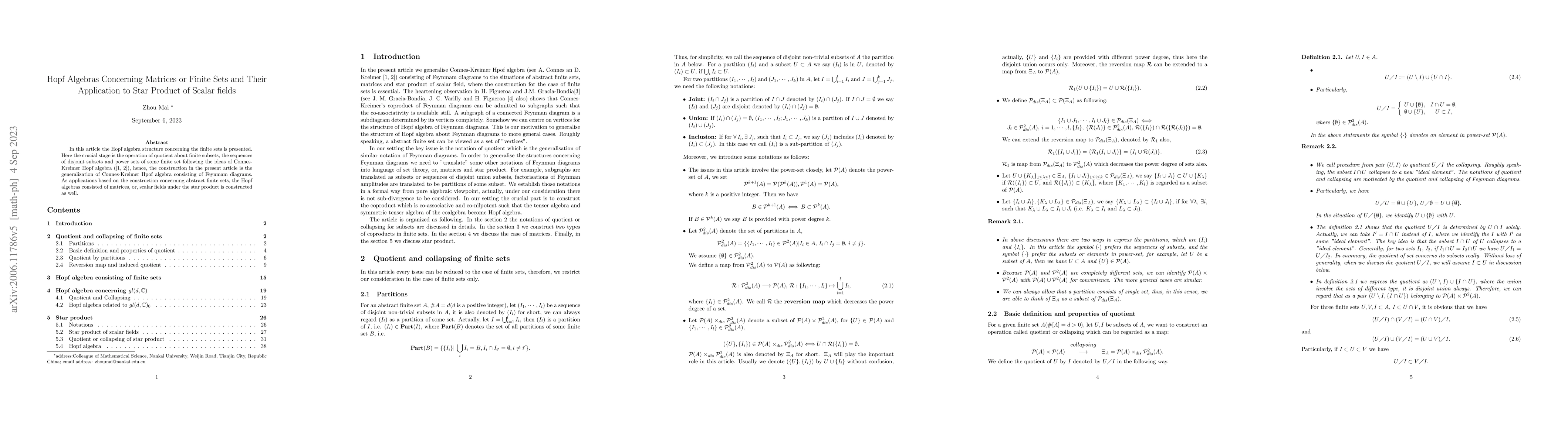 Thumbnail for Hopf Algebras Consisting of Finite Sets
