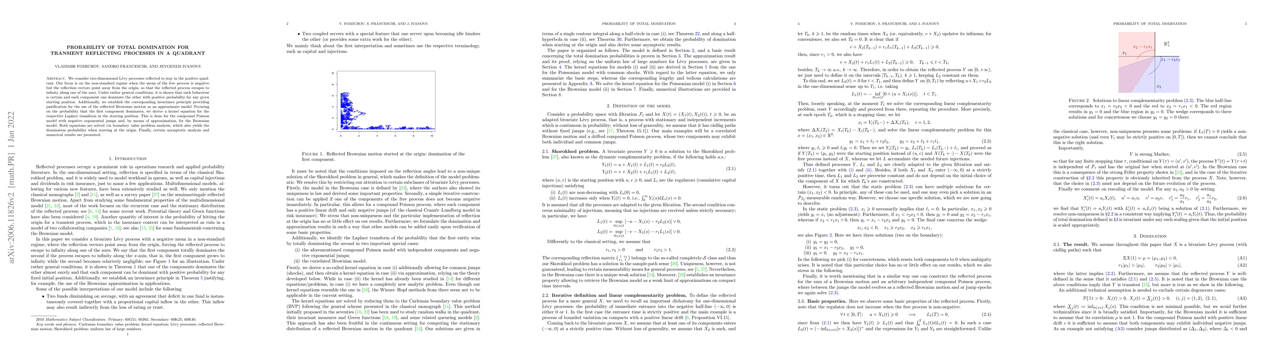 Thumbnail for Probability of total domination for transient reflecting processes in a
  quadrant