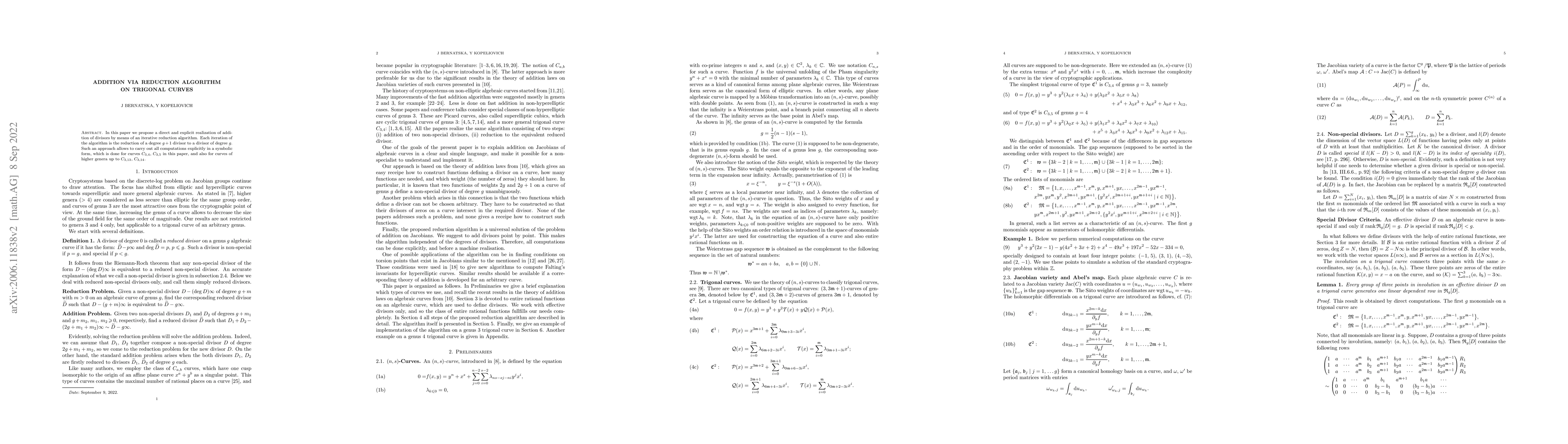 Thumbnail for Addition via reduction algorithm on trigonal curves