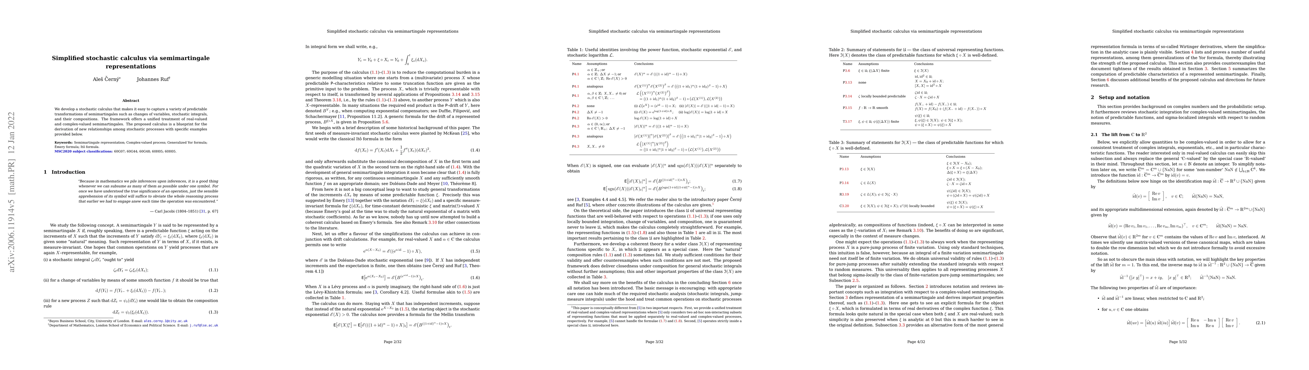 Thumbnail for Simplified stochastic calculus via semimartingale representations
