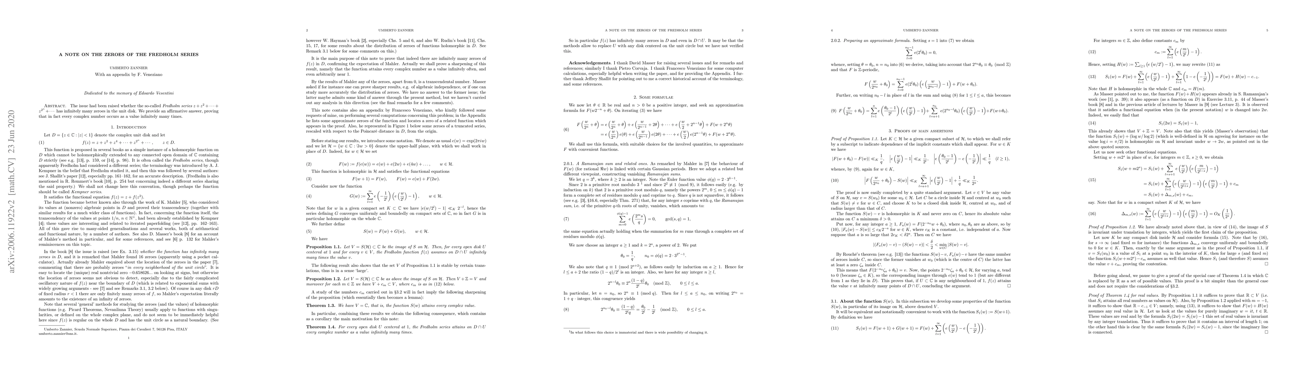 Thumbnail for A note on the zeroes of the Fredholm series