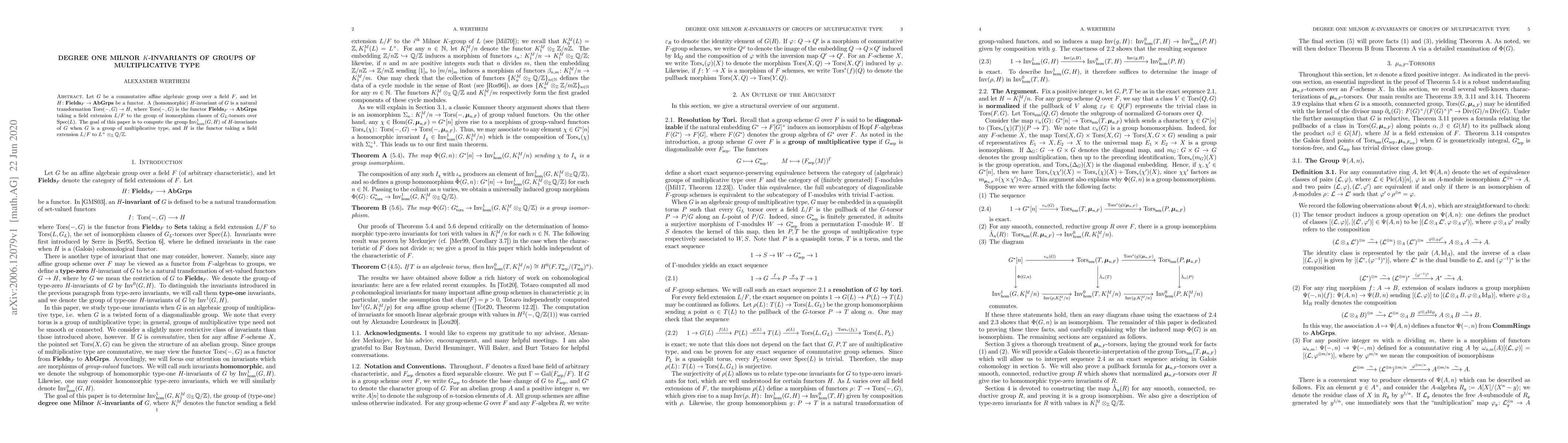 Thumbnail for Degree One Milnor $K$-invariants of Groups of Multiplicative Type