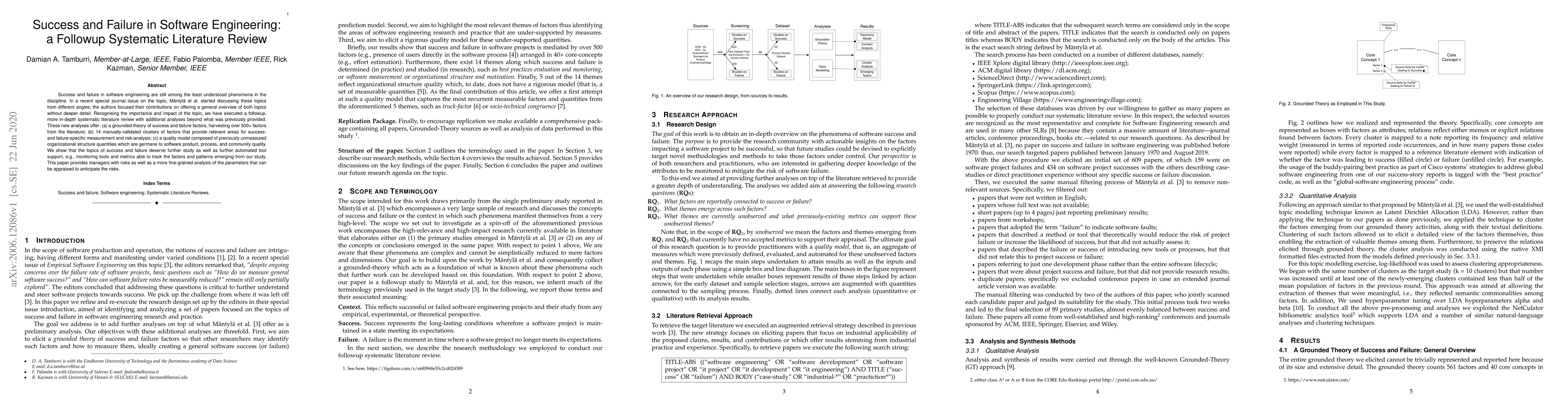 Thumbnail for Success and Failure in Software Engineering: a Followup Systematic
  Literature Review
