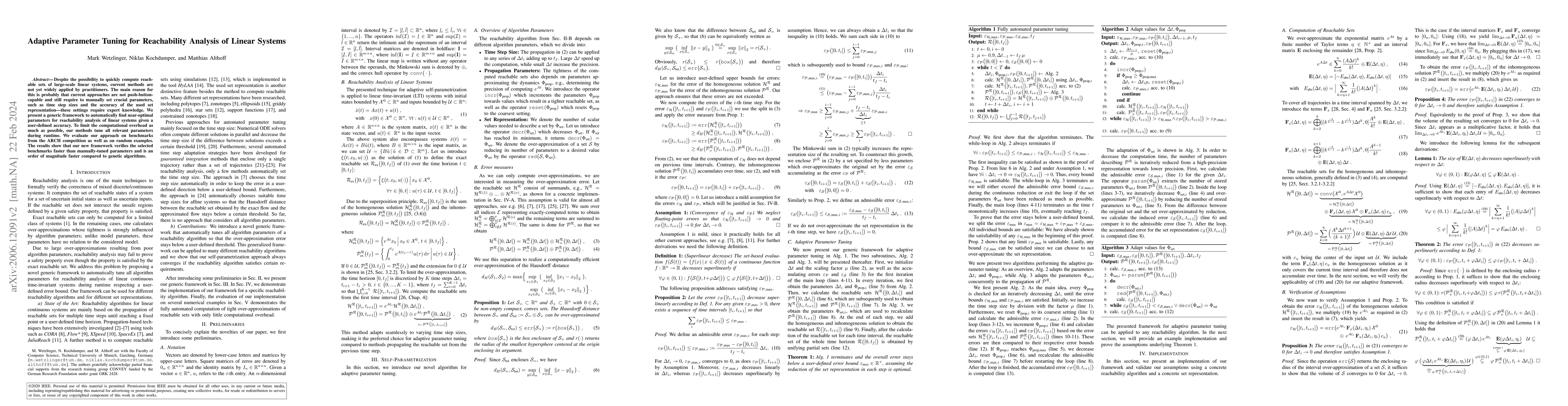 Thumbnail for Adaptive Parameter Tuning for Reachability Analysis of Linear Systems