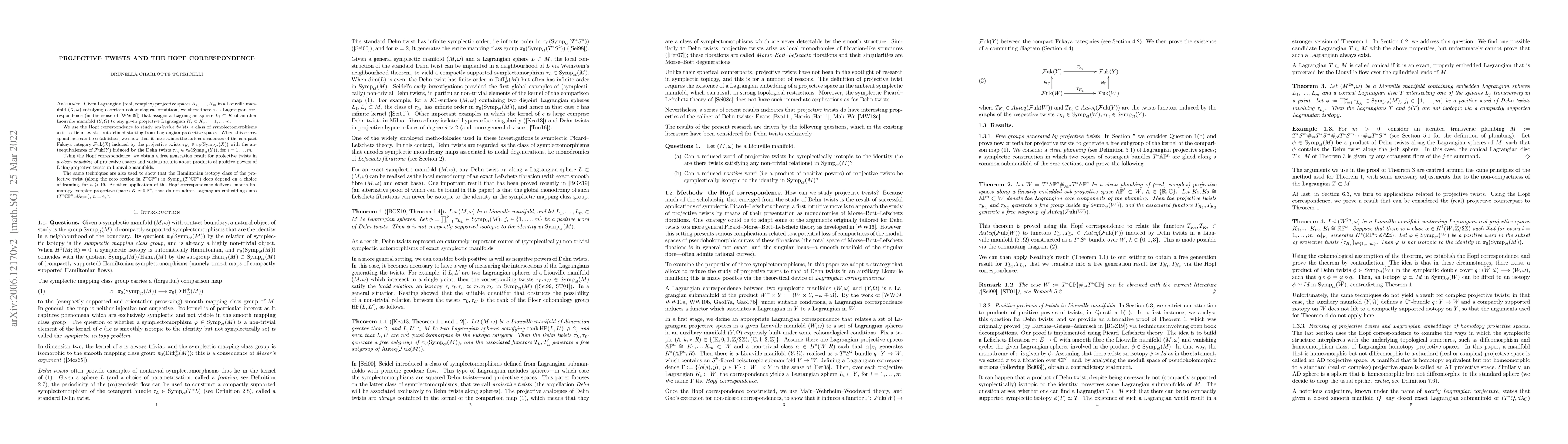 Thumbnail for Projective twists and the Hopf correspondence
