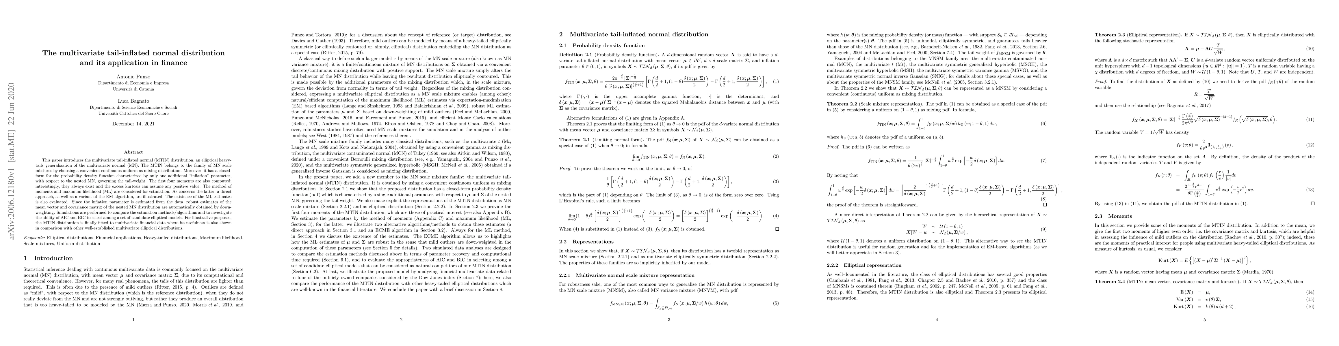 Thumbnail for The multivariate tail-inflated normal distribution and its application
  in finance