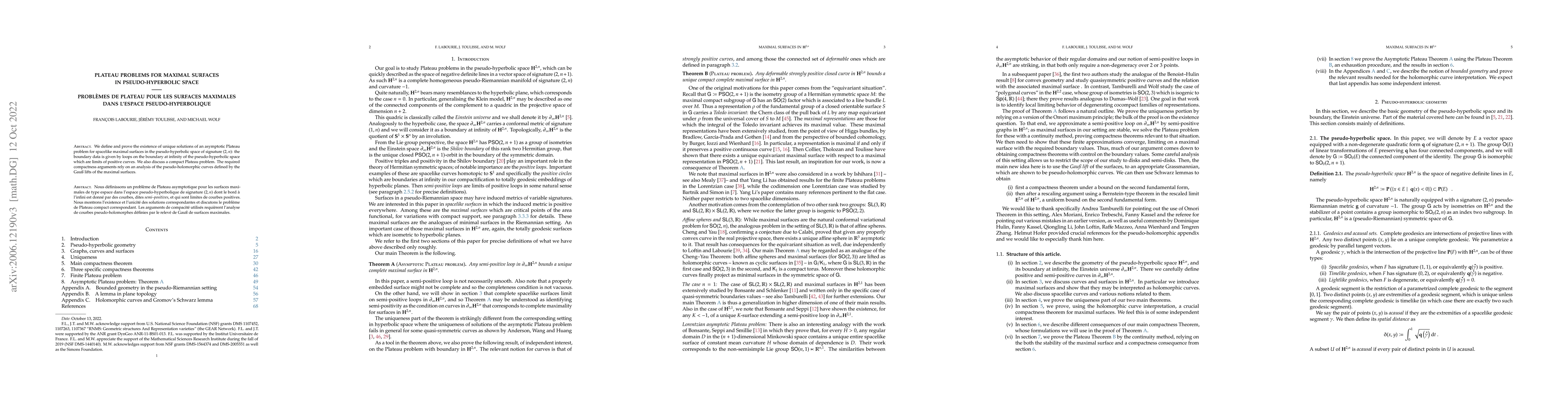 Thumbnail for Plateau Problems for Maximal Surfaces in Pseudo-Hyperbolic Spaces