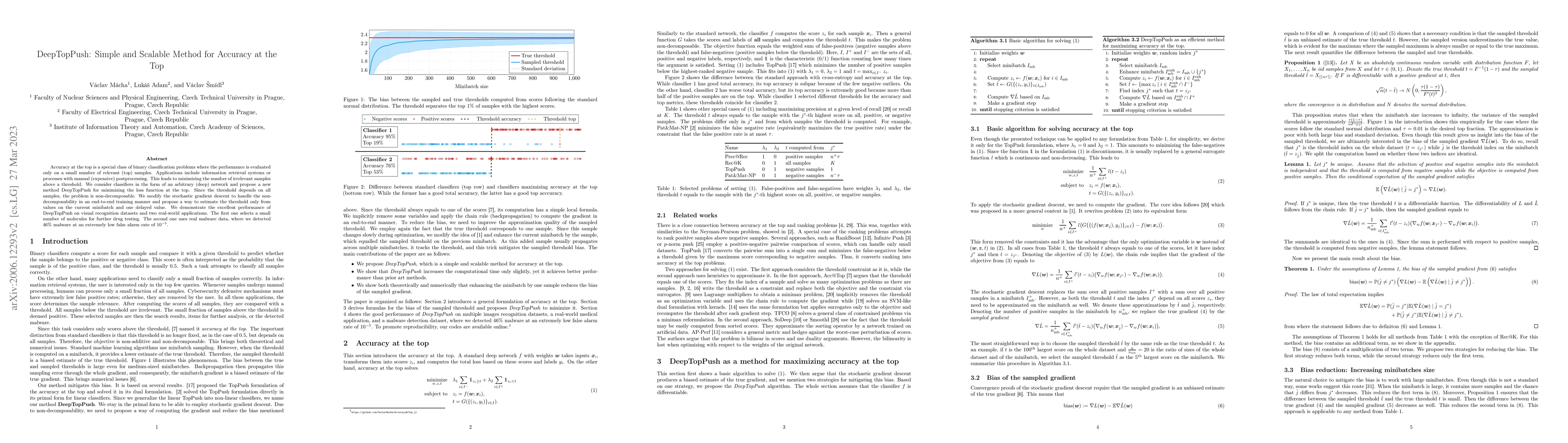 Thumbnail for DeepTopPush: Simple and Scalable Method for Accuracy at the Top