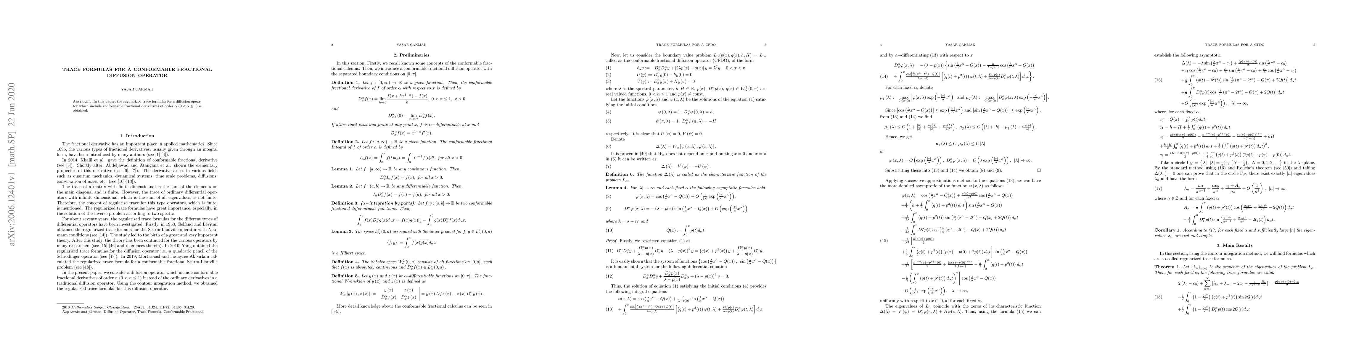 Thumbnail for Trace Formulas for a Conformable Fractional Diffusion Operator