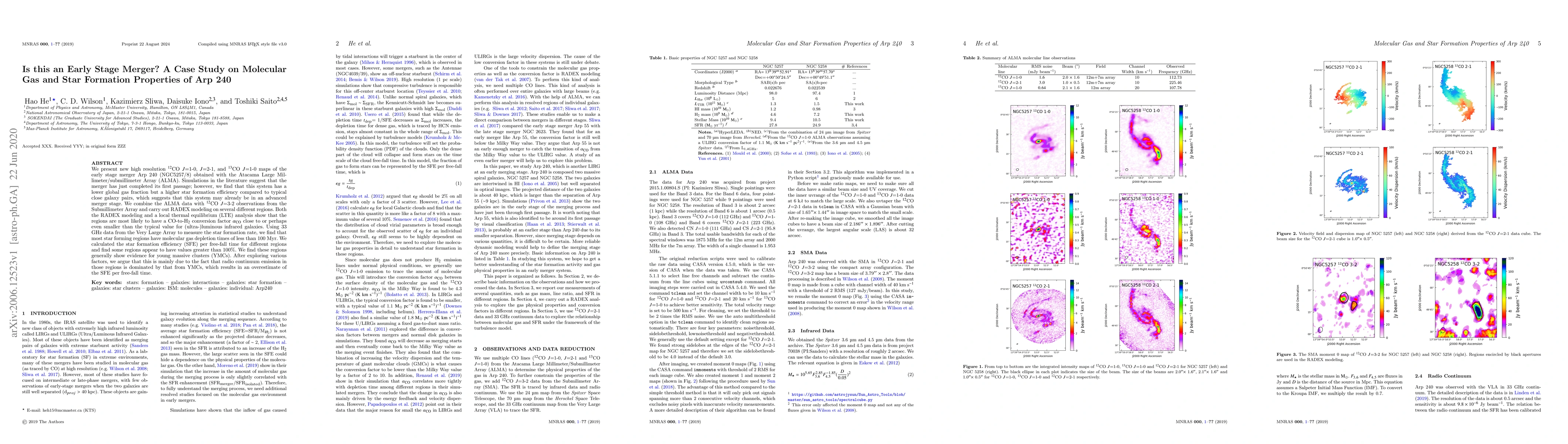 Thumbnail for Is this an Early Stage Merger? A Case Study on Molecular Gas and Star
  Formation Properties of Arp 240