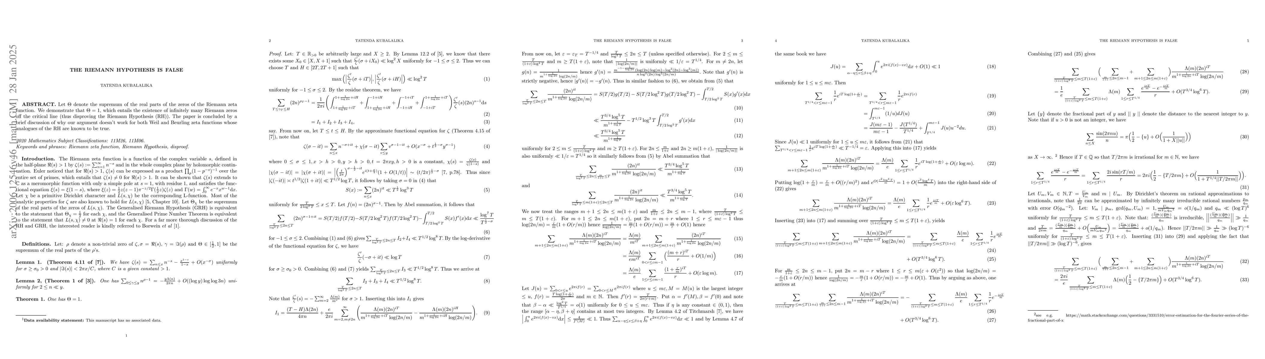 Thumbnail for The Riemann Hypothesis is false