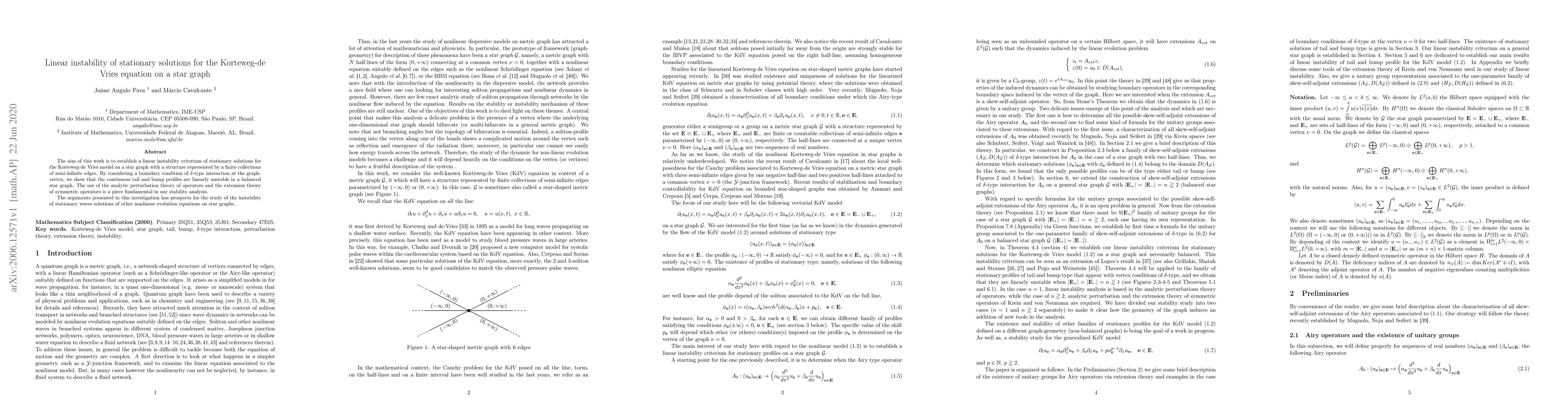 Thumbnail for Linear instability of stationary solutions for the Korteweg-de Vries
  equation on a star graph