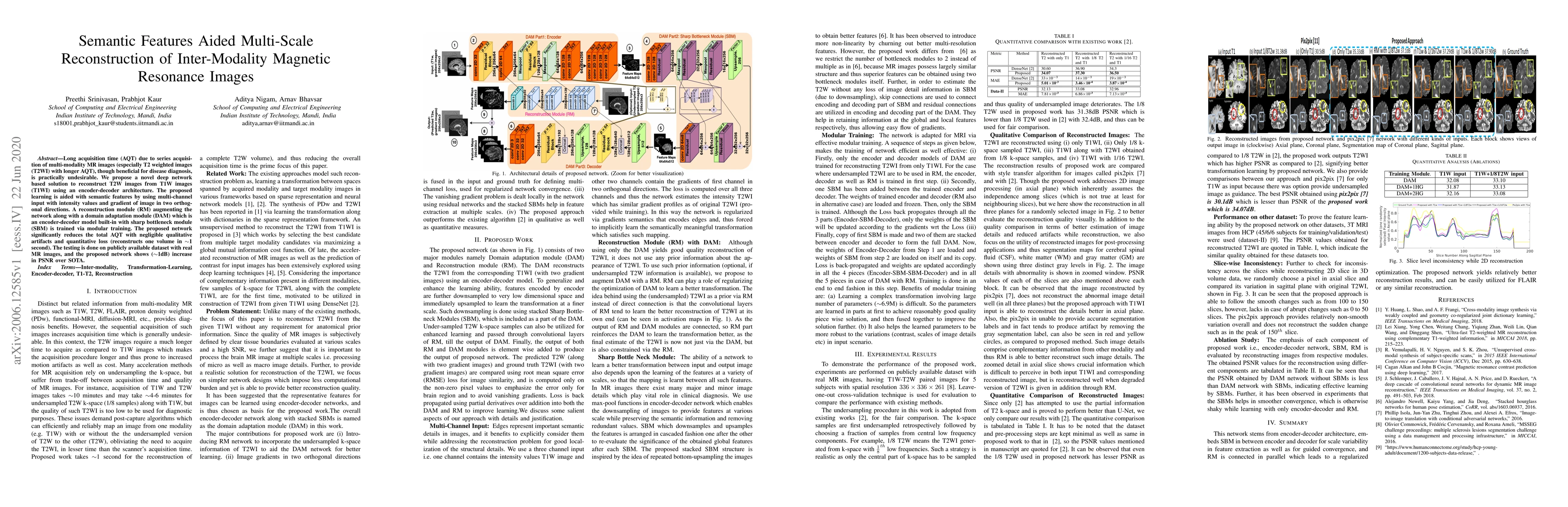 Thumbnail for Semantic Features Aided Multi-Scale Reconstruction of Inter-Modality
  Magnetic Resonance Images