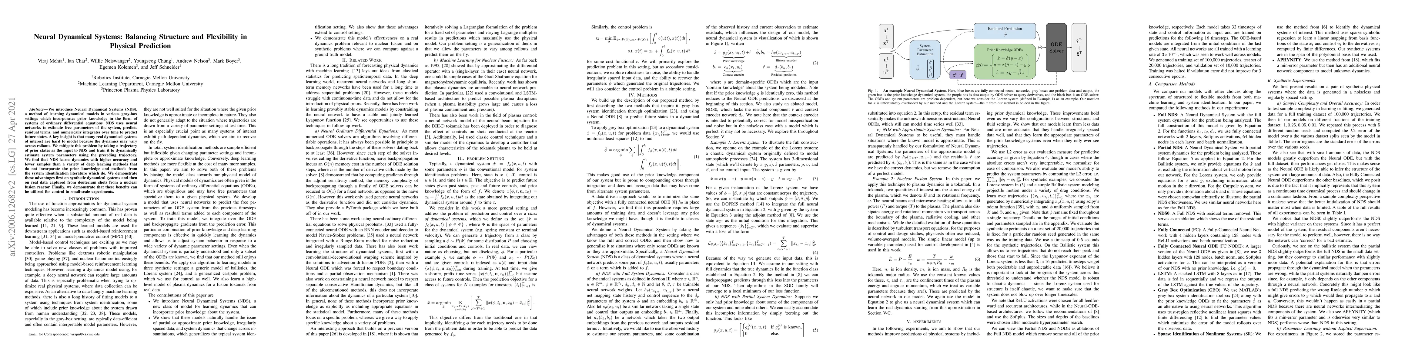 Thumbnail for Neural Dynamical Systems: Balancing Structure and Flexibility in
  Physical Prediction