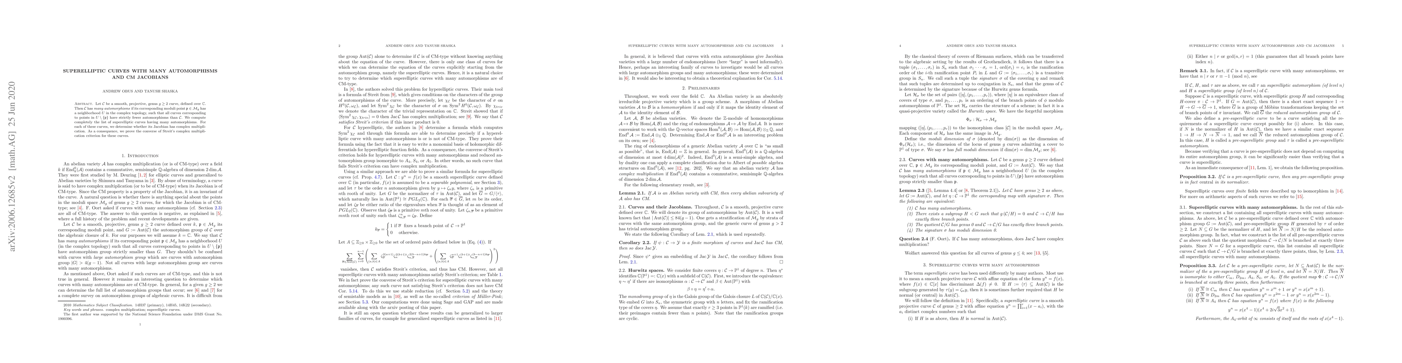 Thumbnail for Superelliptic curves with many automorphisms and CM Jacobians